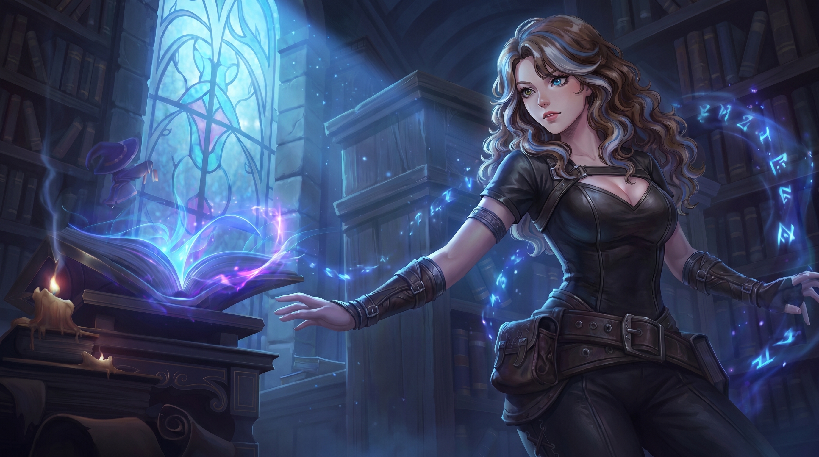 Vídia in her mortal form, working arcane spellcraft