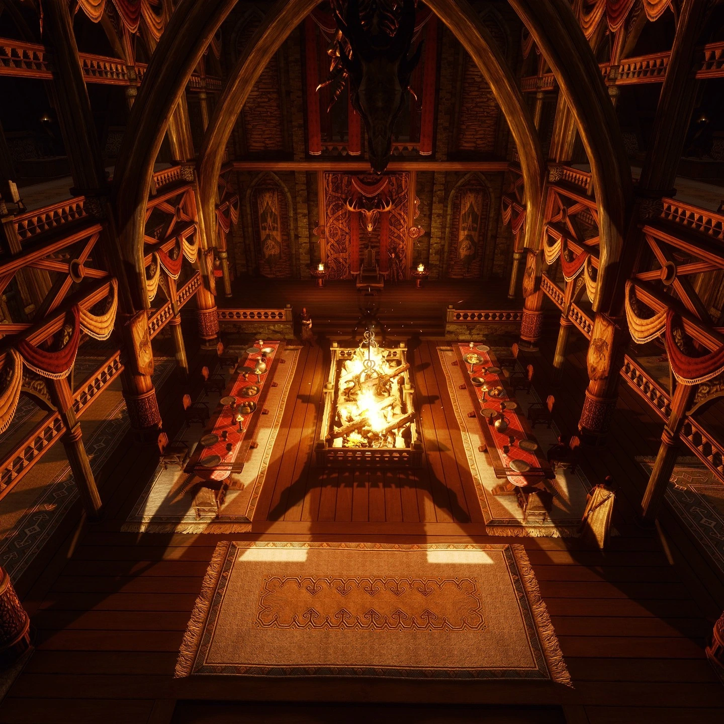 Firelight in a great hall