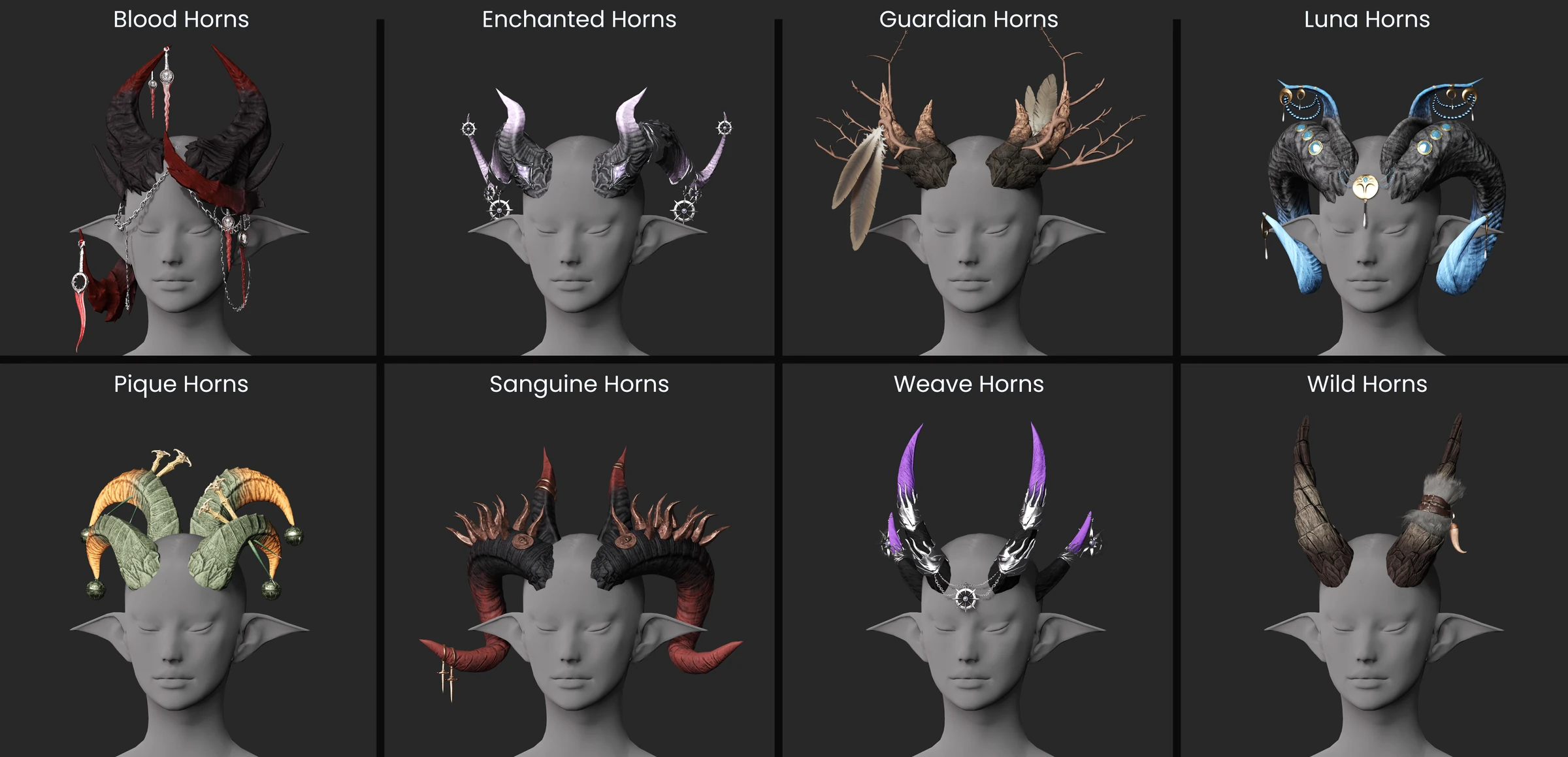 The eight horn families